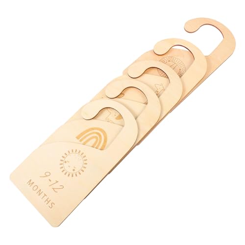 PAMINGONO 5 Stück Teiliges Kleidergrößentrenner aus Holz Schrank Organizer für Kinderkleiderschrank Praktische Kleiderteiler für Neugeborene und Kleinkinder Einfache Kleidungssortierung von PAMINGONO