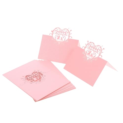PAMINGONO 50 Stück Teiliges Hochwertige Party Place Cards mit Herz und Vogelmotiv Elegante Tischkarten für Hochzeit Verlobung Valentinstag Leicht Beschreibbare Escort Cards für Stilvolle von PAMINGONO