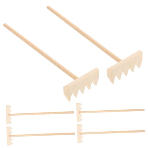 PAMINGONO 6-teiliges Mini-sandtisch-rechenset Mini-gartenrechen Für Jungen Und Mädchen Handrechen Sandjätwerkzeug Holzmaterial Mini-rechen Für Sandkasten von PAMINGONO