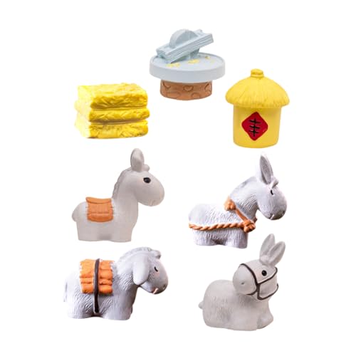 PAMINGONO Miniatur-Esel-Harz-Ornament 7-teiliges Esel- -Set Für Das Home Office Dekorativ von PAMINGONO