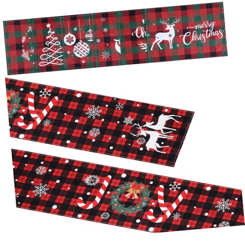 PAMINGONO 7 Stück Weihnachtstisch Tischläufer Für Feiertage Lang Vintage Tischläufer Weihnachtsläufer Weihnachtsthema Weihnachts Küchentischmatte von PAMINGONO