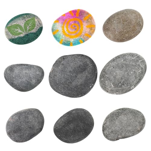 PAMINGONO 9 Stück Teiliges Flache Flusssteine zum Bemalen Glatte Steinscheiben für DIY Handwerk Natürliche Garten Findlinge Sichere Malsteine für Künstler Aller Vielseitige Dekosteine von PAMINGONO
