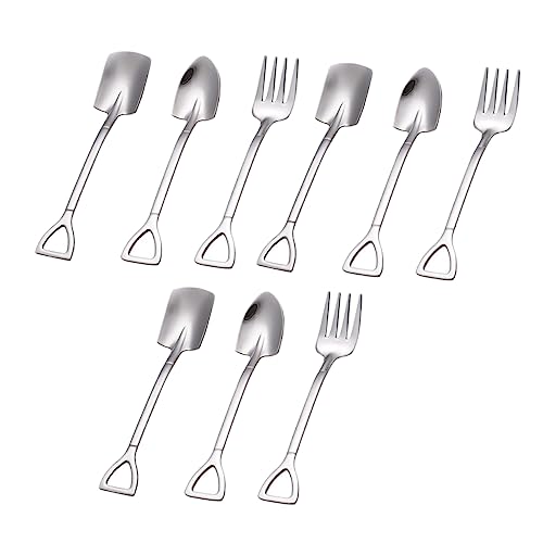 PAMINGONO 9 Stück Teiliges Schaufellöffel Dessertlöffel und Gabeln Kreatives Design für Kaffee Eis und Desserts Langlebig Farbecht Komfortabel für Zuhause und Gastronomie von PAMINGONO