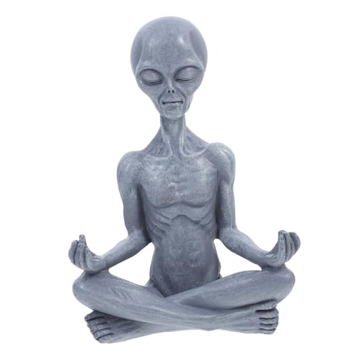 PAMINGONO Alien Harz Dekoration Gartenstatuen Graues Harz Alien Figur Harz Desktop Alien Statue von PAMINGONO