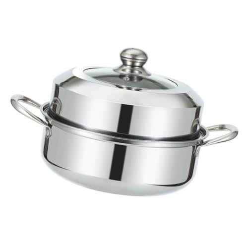 PAMINGONO Doppelstöckiger Edelstahl Dampfgarer Hitzebeständiger Dämpftopf mit Ergonomischem Griff Energiesparender Kochtopf zum Schonenden Garen von Gemüse Fisch und Geflügel PAMINGONO Doppelstöckiger Edelstahl Dampfgarer Hitzebeständiger Dämpftopf mit Ergonomischem Griff Energiesparender Kochtopf zum Schonenden Garen von Gemüse Fisch und Geflügel von PAMINGONO