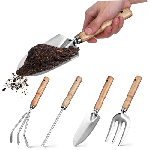 PAMINGONO Gartenwerkzeug Set Teilig mit Ergonomischem Griff aus Wasserbuche Leichtes Gartengeräte Set für Frauen und Nutzer Komfortabel und Langlebig für Gartenliebhaber von PAMINGONO