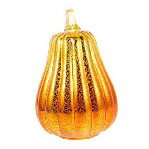 PAMINGONO Glaskürbis Ornament Dekor Beleuchtete Glaskürbisse Halloween Kürbislampe Beleuchtete Nachtkürbisse Leuchtende Kürbisse Halloween Kürbis Mittelstück Kürbis Licht von PAMINGONO