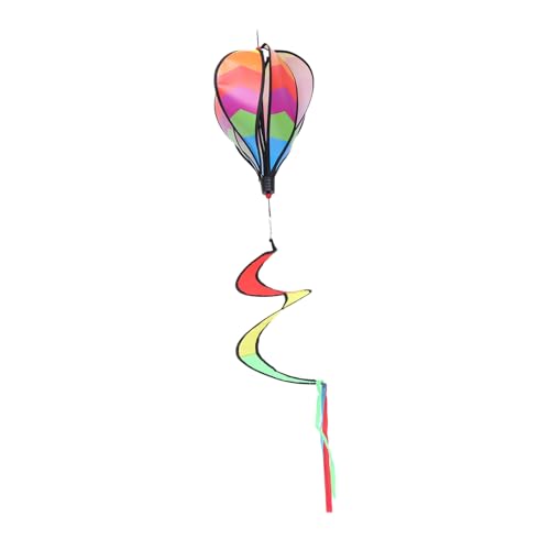 PAMINGONO Großes Regenbogen Heißluftballon Windspiel Gartendekoration Wetterfest Langlebig Bunte Hängende Ornament für Außenbereich Terrasse und Garten von PAMINGONO