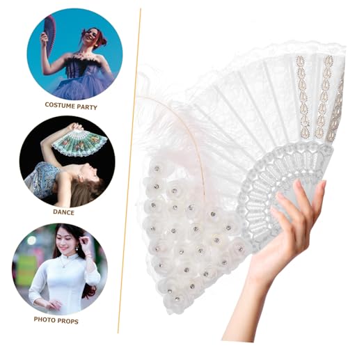 PAMINGONO Handfächer Hochzeit Damen Faltbar Spitzenverzierung Dekorativ Braut Fan Geschenk Party Gäste Accessoire Elegant Vielseitig für Feier Bühne Geburtstag von PAMINGONO