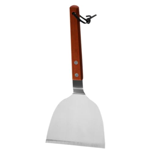 PAMINGONO Holzgriff Kochspatel aus Edelstahl Robuste Steak Bratwender Glatte Oberfläche Praktischer Küchenhelfer mit Aufhängefunktion zum Braten und Kochen von PAMINGONO