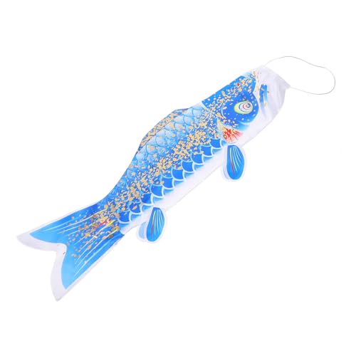 PAMINGONO Japanischer Karpfen Windsack Gold blau Windrichtung Flagge Outdoor Hängende Dekoration Garten Restaurant Sommer Deko von PAMINGONO