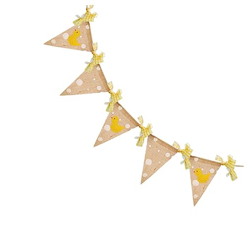 PAMINGONO Kindergarten Party Banner aus Leinen Kleine Gelbe Enten Wimpelkette Langlebige Geburtstag Girlande Wiederverwendbare Themen Flaggen für Fotoshootings von PAMINGONO