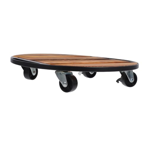PAMINGONO Rollender Pflanzenständer mit Rädern Rundes Holztablett für Blumentöpfe Beweglicher Pflanzenhalter für Drinnen und Draußen von PAMINGONO