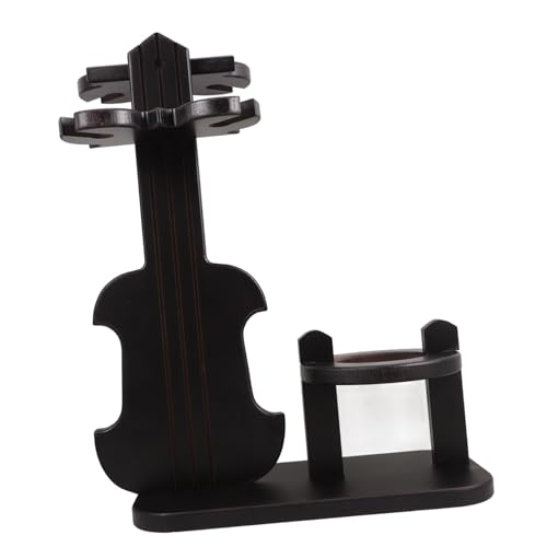 PAMINGONO Stabiler Holz Weinflaschenhalter Violinendesign Freistehend Eleganter Tisch Weinorganizer mit Umgedrehtem Glashalter Platzsparend für Küche Bar Wohnzimmer von PAMINGONO