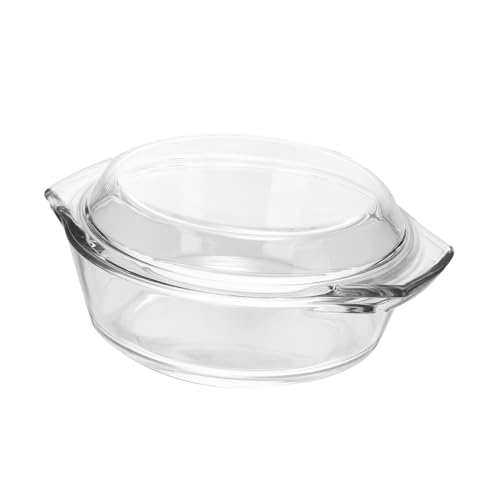 PAMINGONO Transparente Glasschüssel mit Deckel aus Hitzebeständigem Borosilikatglas Doppelte Griffe Mikrowellen und Backofenfest Vielseitig für Suppe Obstsalat Haferbrei im Haushalt von PAMINGONO