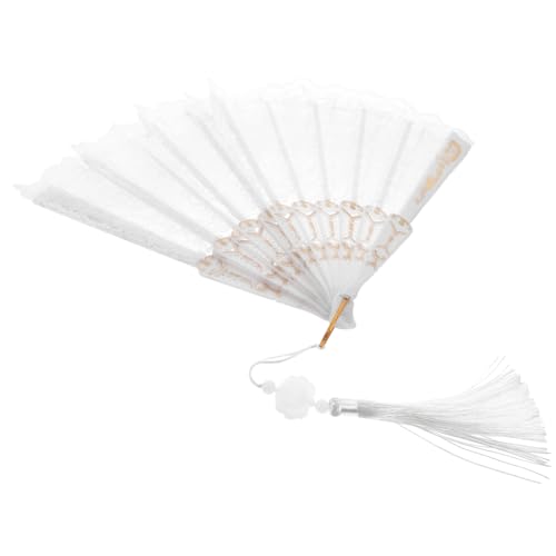 PAMINGONO Vintage Spitzen-handfächer Tragbarer Orientalischer Fächer mit Quaste Robustes Pp-metall-material Eleganter Handventilator für Tanz Hochzeit Sommer und Dekoration von PAMINGONO