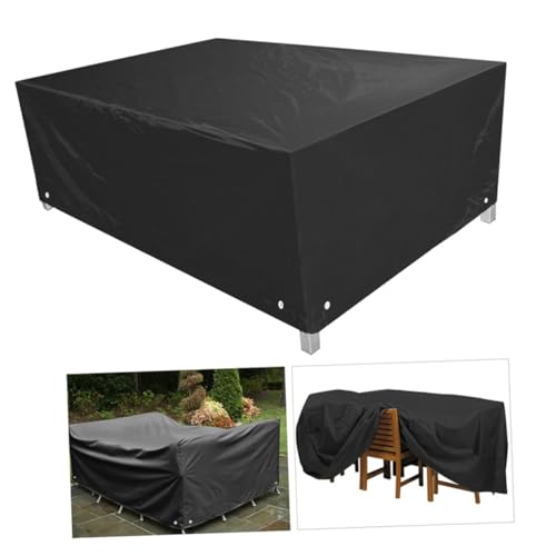 PAMINGONO Wasserdichte Outdoor Möbelabdeckung Polyester PVC mit Doppelter Naht und Nylonkordel für Gartentisch und Stühle Wetterfeste Schutzplane bei Nässe Schnee von PAMINGONO
