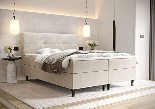PAMIR24 Boxspringbett 180x200 mit Bettkasten und einem leichten Öffnungsmechanismus ausgestattet Bonell-Feder Matratzen und T30-Schaum Doppelbett mit Matratze und Topper Matratzenhärtegrad - H3 Creme PAMIR24 Boxspringbett 180x200 mit Bettkasten und einem leichten Öffnungsmechanismus ausgestattet Bonell-Feder Matratzen und T30-Schaum Doppelbett mit Matratze und Topper Matratzenhärtegrad - H3 Creme von PAMIR24