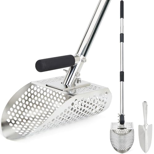 PAMLIAPY Sandschaufel für die Erkennung von Metallen, Edelstahl-Sandsieb-Schaufel mit langem Stahlgriff, Metalldetektor-Schaufel, Metalldetektor Zubehör (Schaufeln mit Edelstahlgriff) von PAMLIAPY