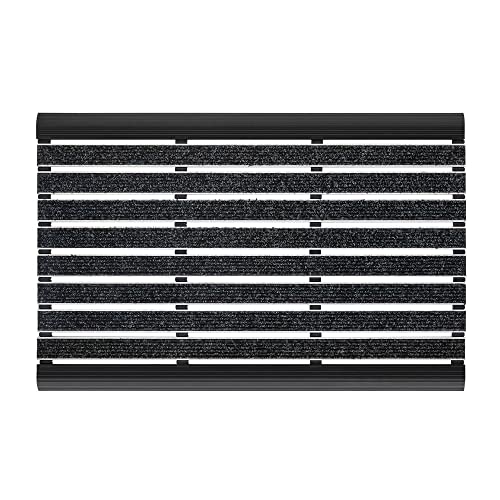 PANA® Aluminium Türmatte (39x60cm) • Fußmatte Außen • Schmutzfangmatte • Fussabtreter mit Nadelfilzeinlagen für den Außenbereich • Floor mat • Farbe: Dunkelgrau von PANA