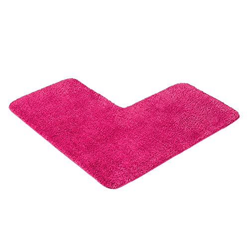 PANA® Duschvorleger mit Eckausschnitt (50x100x100 cm) • Badteppich für Eckduschen • Duschmatte rutschfest & waschbar • Eck Badematte • Ideal für eckige Duschkabinen • Farbe: Fuchsia von PANA