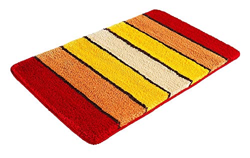 PANA® Flauschige Hochflor Badematte (60 x 100 cm) • Badteppich aus weichen Mikrofasern • Badvorleger Mikrofaser • rutschfest und waschbar • Saugfähiger Duschvorleger • Farbe: Orange von PANA