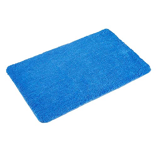 PANA® Flauschiger Badvorleger (60x100 cm) • Hochflor Badteppich aus weichen Mikrofasern • rutschfest & waschbar • Duschvorleger, Badematte, Badezimmerteppich groß • Farbe: Blau von PANA