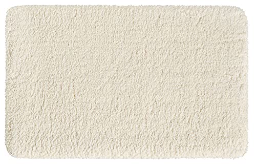 PANA® Hochflor Badematte (60x100 cm) • Weicher Badteppich aus Mikrofasern • rutschfest & waschbar • Badvorleger, Duschvorleger, Badematte, Badezimmerteppich • Farbe: Creme von PANA