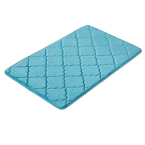 PANA® Memoryschaum Badematte mit Flanell Bezug (50 x 80 cm) • Weicher Badteppich • Waschbare Weichschaummatte für Bad und Dusche • Duschvorleger für Badezimmer • Farbe: Petrol von PANA
