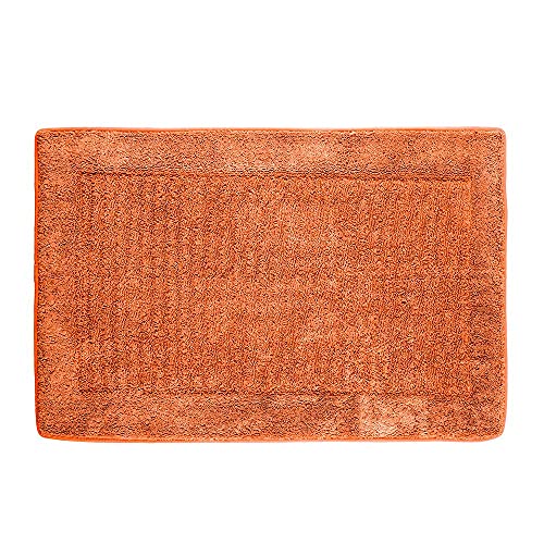 PANA® Viskoelastische Frottee Badematte (50 x 80 cm) • Hochflor Badvorleger mit viskoelastischem Memoryschaum • rutschfest und saugstark • Waschbarer Duschvorleger • Farbe: Orange von PANA