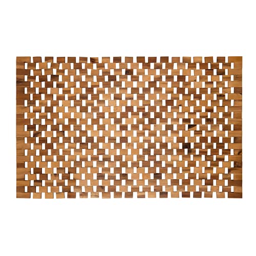 PANA®ECO Badematte Holz • Fußmatte 100% Akazienholz • Badvorleger Holz rutschfest • Holzmatte aus Echtholz • Natürlicher Badvorleger • Fußmatte Natur • Größe: 60 x 100 cm von PANA