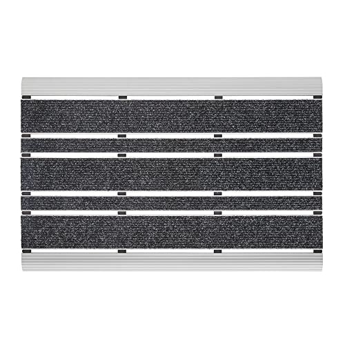 PANA Aluminium Türmatte (39x60cm) • Fußmatte Außen • Schmutzfangmatte • Fussabtreter mit Nadelfilzeinlagen für den Außenbereich • Floor mat • Farbe: Grau (Filz) von PANA