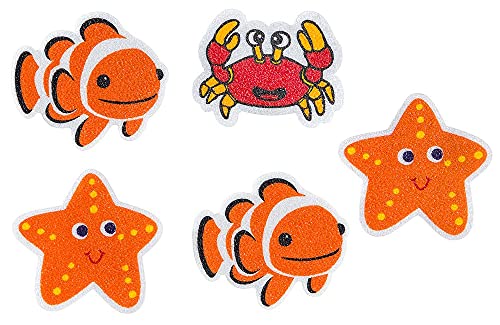 PANA Anti Rutsch Sticker für Dusche und Badewanne • Kindermotive • 5er Set • Fisch/Krabbe/Seestern von PANA