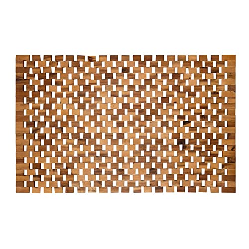 PANA eco Badematte Holz • Fußmatte 100% Akazienholz • Badvorleger Holz rutschfest • Holzmatte aus Echtholz • Größe: 50 x 80 cm von PANA