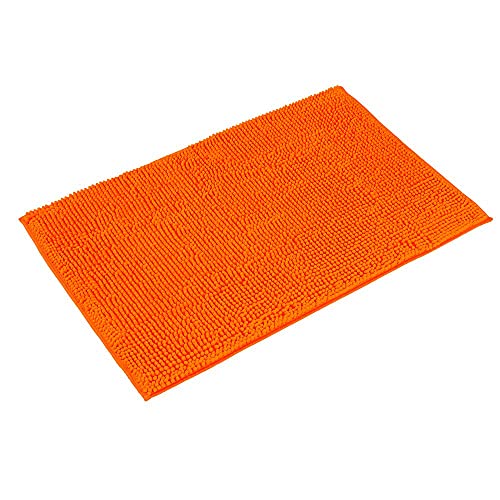 PANA Chenille Badematte in versch. Farben und Größen • Badteppich aus weichen Fasern - rutschfest & waschbar • Duschvorleger 50 x 80 cm • Farbe: Orange von PANA