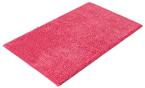 PANA Badematte mit Streifenmuster • Duschvorleger • waschbar • Ökotex Zertifiziert • 100% Baumwolle Badteppich 60x100cm • Farbe: Fuchsia von PANA