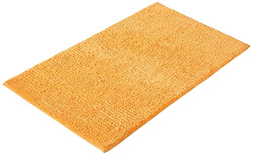PANA Badematte mit Streifenmuster • Duschvorleger • waschbar • Ökotex Zertifiziert • 100% Baumwolle Badteppich 60x100cm • Farbe: Orange von PANA