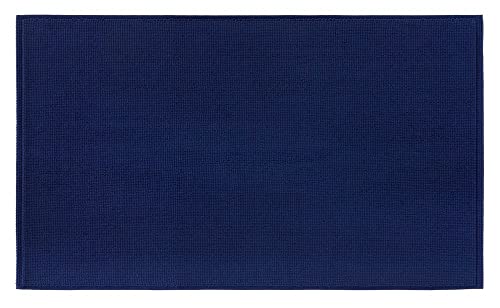 PANA® Baumwoll Badematte rutschfest • Duschvorleger & Badvorleger aus 100% Baumwolle • Badteppich waschbar • Oeko-TEX Zertifiziert • Größe: 43 x 61 cm • Farbe: Dunkelblau von PANA