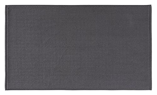 PANA® Baumwoll Badematte rutschfest • Duschvorleger & Badvorleger aus 100% Baumwolle • Badteppich waschbar • Oeko-TEX Zertifiziert • Größe: 51 x 86 cm • Farbe: Dunkelgrau von PANA