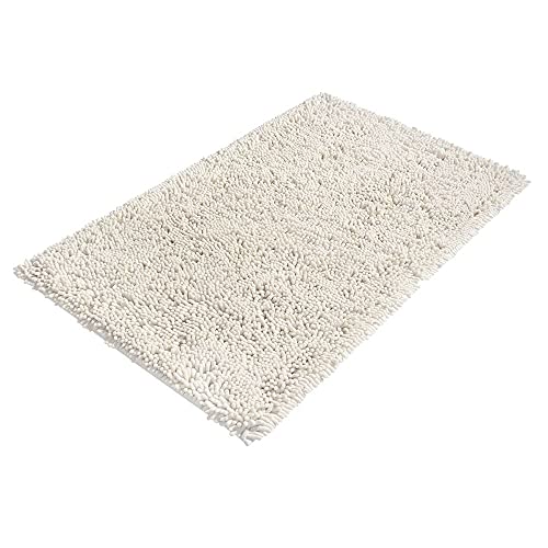 PANA® Bologna Chenille Badematte (60 x 100 cm) • Badvorleger aus weichen Mikrofasern • Badteppich rutschfest & waschbar • Saugfähiger Duschvorleger • Badezimmerteppich • Farbe: Creme von PANA