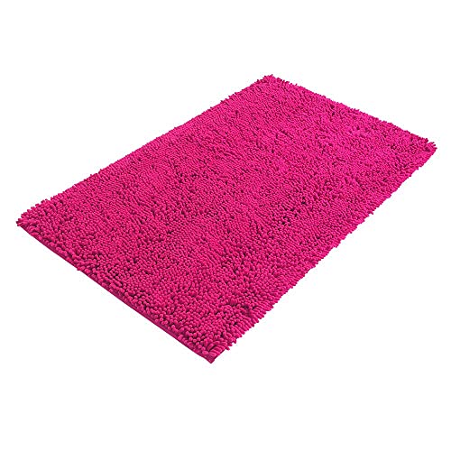 PANA Bologna Chenille Badematte in versch. Farben • Badteppich aus weichen Fasern - rutschfest & waschbar • Badematte • Rutschfester Badezimmerteppich • Duschvorleger 60 x 100 cm • Farbe: Fuchsia von PANA