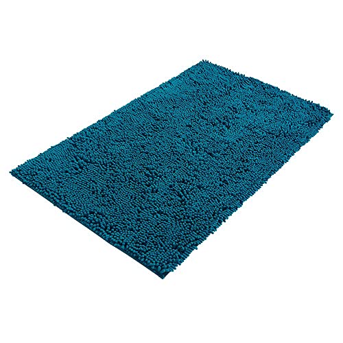 PANA® Bologna Chenille Badematte (60 x 100 cm) • Badvorleger aus weichen Mikrofasern • Badteppich rutschfest & waschbar • Saugfähiger Duschvorleger • Badezimmerteppich • Farbe: Petrol von PANA