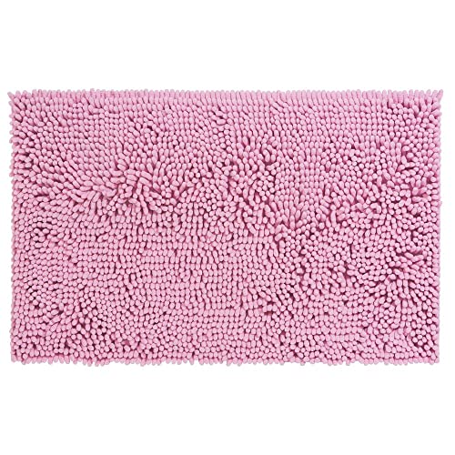 PANA® Premium Chenille Badematte (50x80 cm) • Badteppich aus besonders weichen Fasern • Saugstark & waschbar • Duschvorleger, Badvorleger, Badezimmerteppich • Farbe: Rosa von PANA