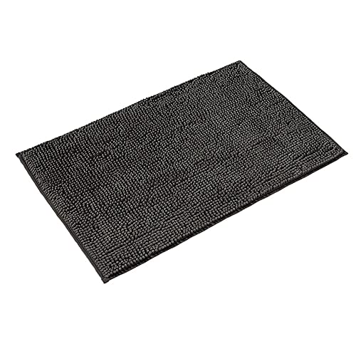PANA® Chenille Badematte (70x120cm) • Mikrofaser Badematte • rutschfest & Waschbar • Saugfähiger Badvorleger & Duschvorleger für Bad • Weicher Badezimmerteppich Chenille • Farbe: Grau von PANA