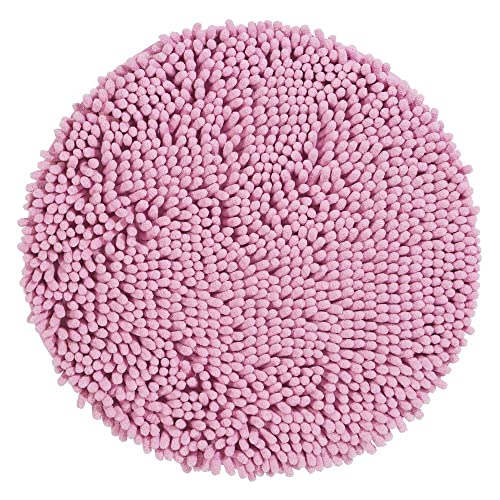 PANA® Premium Chenille Badematte rund (Ø 56 cm) • Runder Badteppich aus besonders weichen Fasern • Saugstark & waschbar • Duschvorleger, Badvorleger, Badezimmerteppich • Farbe: Rosa von PANA