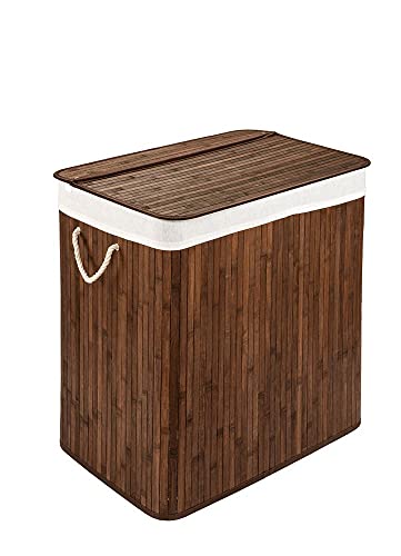 PANA ECO Bambus Wäschekorb mit Deckel • Wäschebox Holz Wäschesack • Faltbarer Wäschesammler • Badezimmer Wäschetruhe • 100% Bambus • Farbe: Braun • Größe: 104L (52 x 32 x 63) von PANA