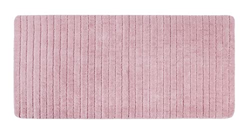 PANA Flauschige Badematte • Duschvorleger • Badezimmerteppich • Badteppich aus weichen Mikrofasern - rutschfest & waschbar • mit feinem Streifendesign • Größe: 70 x 150 cm • Farbe: Rosa von PANA