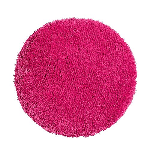 PANA Flauschige Hochflor Badematte Rund in versch. Farben und Größen • Badteppich aus weichen Mikrofasern - rutschfest & waschbar • Duschvorleger Ø 56 cm • Farbe: Fuchsia von PANA