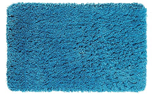 PANA Flauschige Hochflor Badematte in versch. Farben und Größen • Badteppich aus weichen Mikrofasern - rutschfest & waschbar • Duschvorleger 60 x 100 cm • Farbe: Petrol von PANA