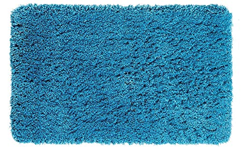 PANA® Hochflor Badematte (60x100 cm) • Weicher Badteppich aus Mikrofasern • rutschfest & waschbar • Badvorleger, Duschvorleger, Badematte, Badezimmerteppich • Farbe: Petrol von PANA